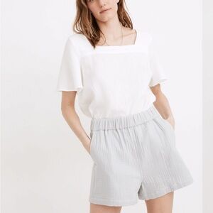 Madewell Women's Easy Pull On Cotton Light Gray Cool Fog Lounge Shorts, Size L